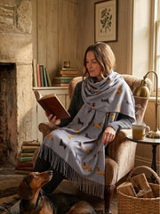 Dachshund Sausage Dog Print Tassel Scarf Grey