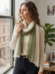 Plain Ombre and Foiled Speckle Frayed Scarf Army Green