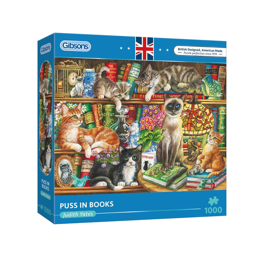 Gibsons Puss In Books 1000 Piece Puzzle