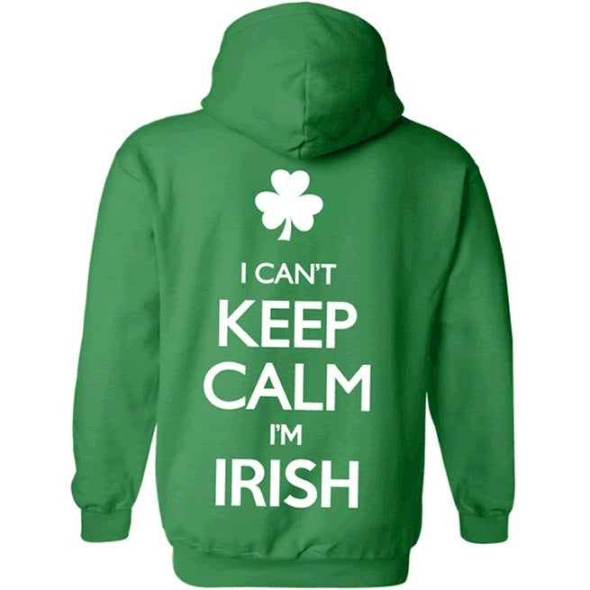 I Can't Keep Calm I'M Irish Green w/White Hoodie Sweatshirt Size XL product image with Irish