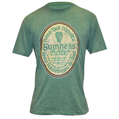 Guinness Green Distressed Gaelic Label T-Shirt