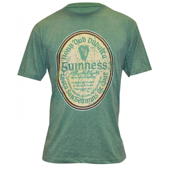 Guinness Green Distressed Gaelic Label T-Shirt - XXL