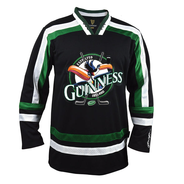 Guinness Toucan Hockey Jersey Black and Green Size-L