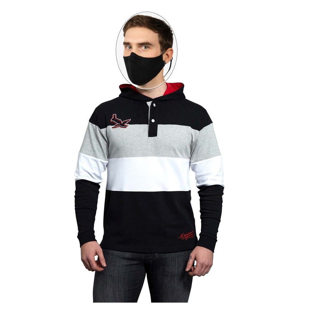 Guinness Black and Red Toucan Long Sleeve Rugby Jersey Size M