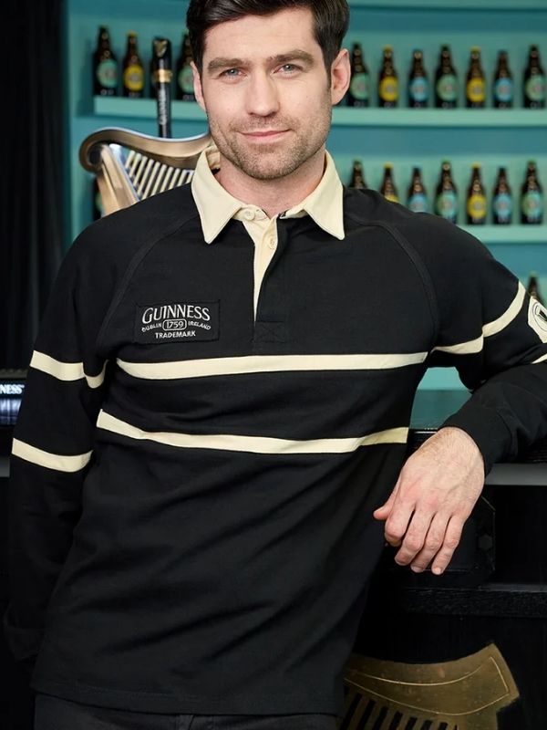 Guinness Black and Cream Traditional Rugby Jersey Best of British NBPT  Men.