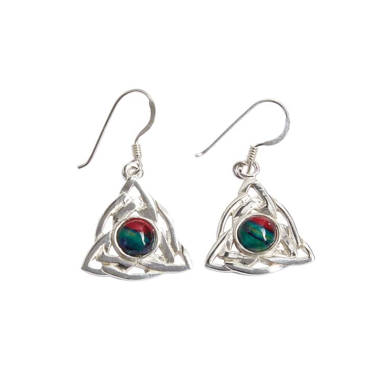 Heathergems Celtic Triangular Sterling Silver Drop Earrings product image