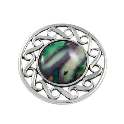 Heathergems Scottish Circular Celtic Swirl Brooch in Pewter