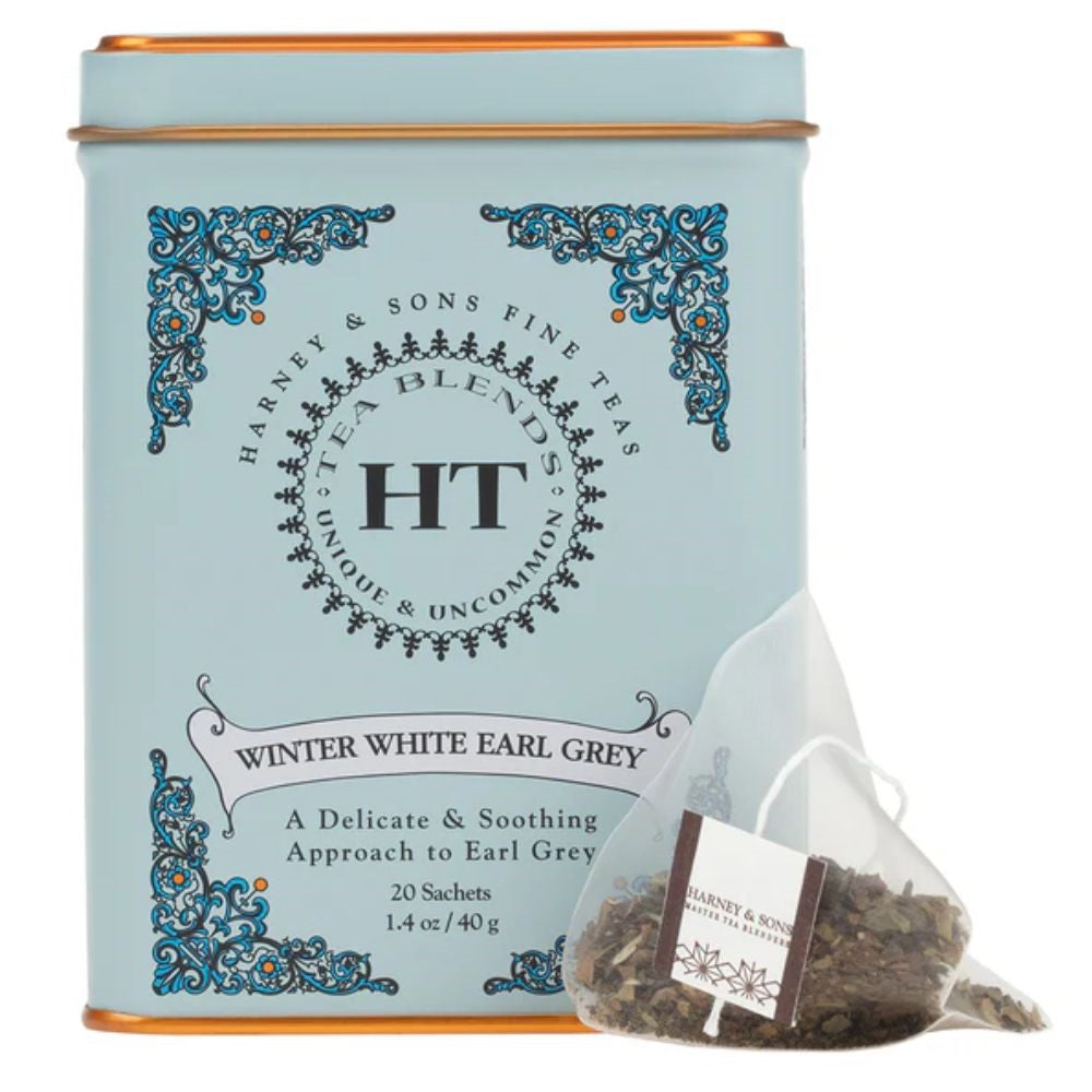 Harney & Sons Fine Teas Winter White Earl Grey Tea Tin 20 Sachets