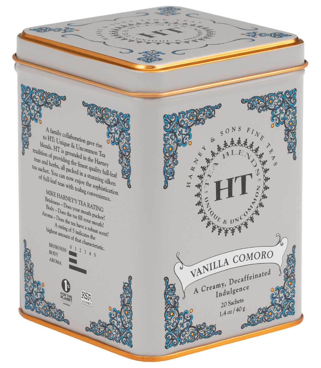 Harney & Sons Tea Ht Comoro Vanilla (Decaf) 20 Sachets Tin