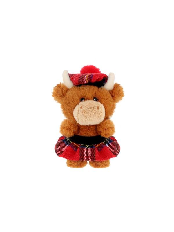  Keel Toys Keeleco Adoptable Highland Cow with Kilt & Tammy Brown 10CM Best of British NBPT  Decorative Accessories Keel Toys.