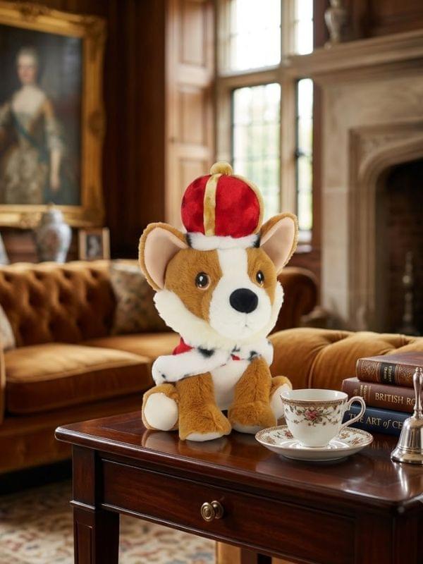 Keel Toys Keeleco Sitting Corgi with Cape and Crown Brown 15CM