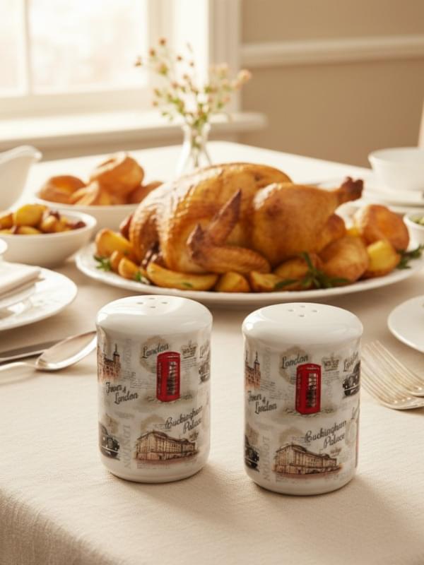 Vintage London Salt & Pepper Shakers Pots Set product image with London