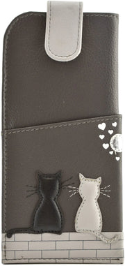 Mala Leather New Midnight Cats Glasses Case In Grey product image