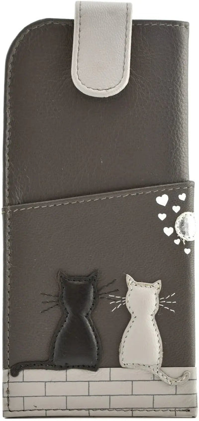 Mala Leather New Midnight Cats Glasses Case In Grey