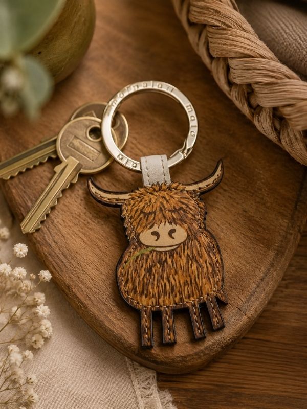 Mala Leather Bella Highland Cow Keyring product image with Highland, Cow