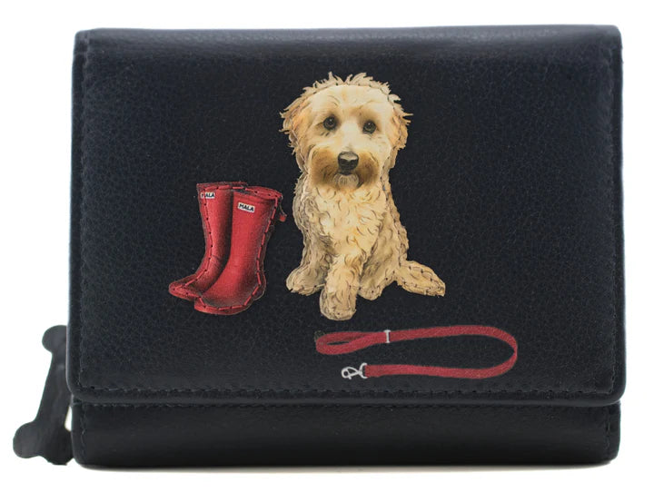 Mala Leather Coco'S Walk Tri Fold Purse In Navy