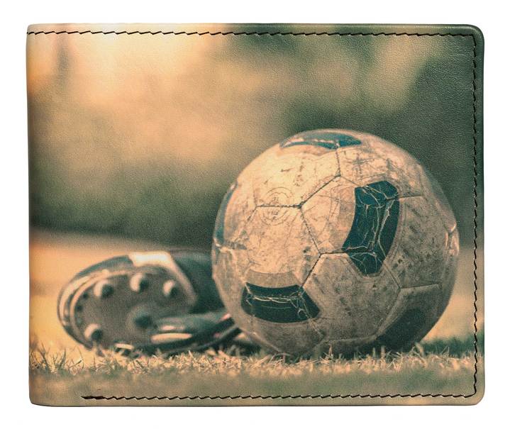 Mala Leather Kalmin Leather Printed Billfold Wallet With Football Design - RFID