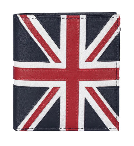 Mala Leather Union Jack Handstitched Wallet In Navy - RFID