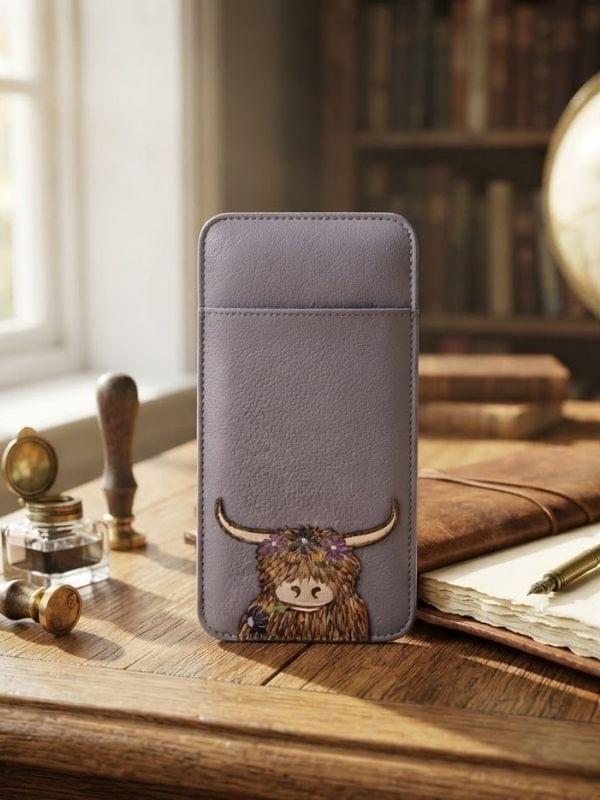 Mala Leather Bella with Flowers Glasses Case Lilac