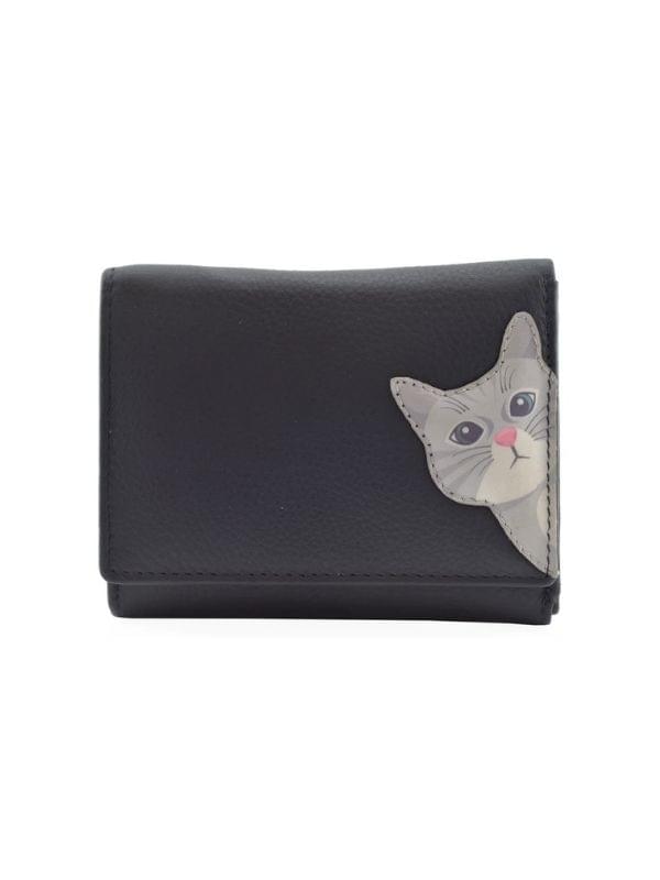 Mala Leather Cleo Small Tri Fold Purse Navy - RFID