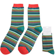 Mr Sparrow Vibrant Stripes Teal Socks Tea product image