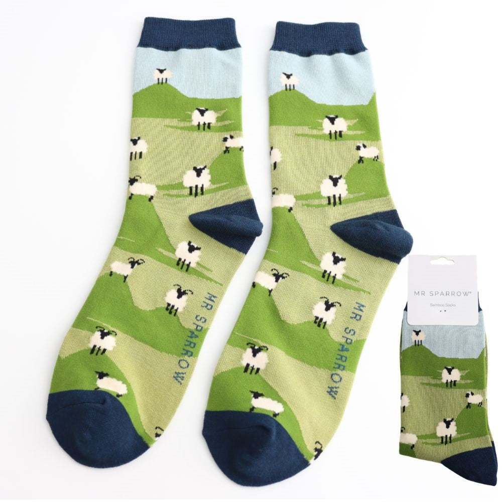  Mr Sparrow Highland Sheep Sky Best of British NBPT  Socks Miss Sparrow London.