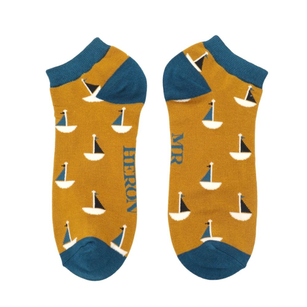 Men's Little Boats Trainer Socks Mustard