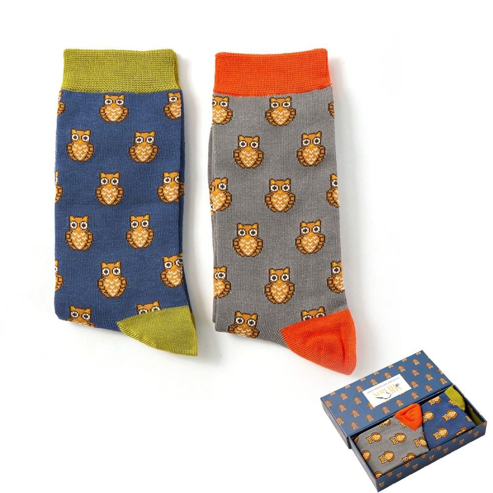 Mr Heron Owls Socks Box