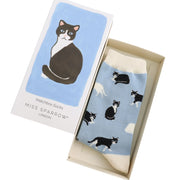 Women's Matchbox Socks Black & White Cat product image with Cat
