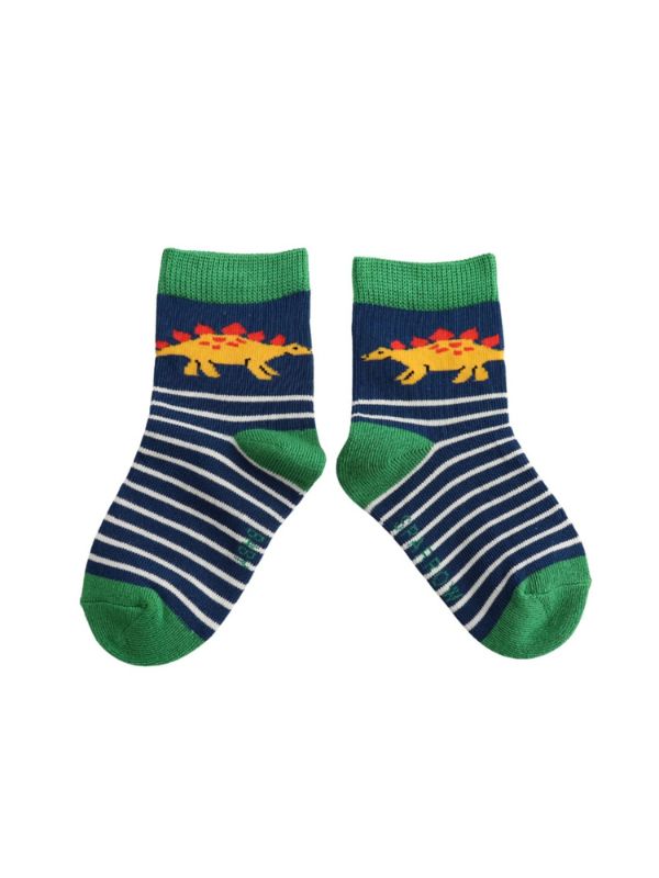  Sparrow Baby Stegosaurus & Stripes Socks Navy 4-6Y Best of British NBPT  Kids Socks Miss Sparrow London.
