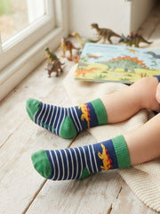 Sparrow Baby Stegosaurus & Stripes Socks Navy 4-6Y
