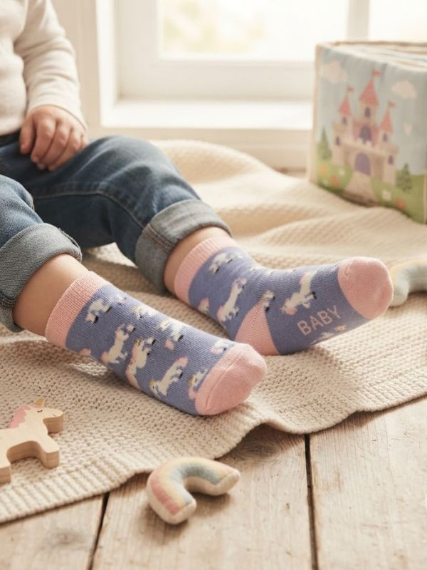 Sparrow Baby Unicorns Denim Socks 2-3Y