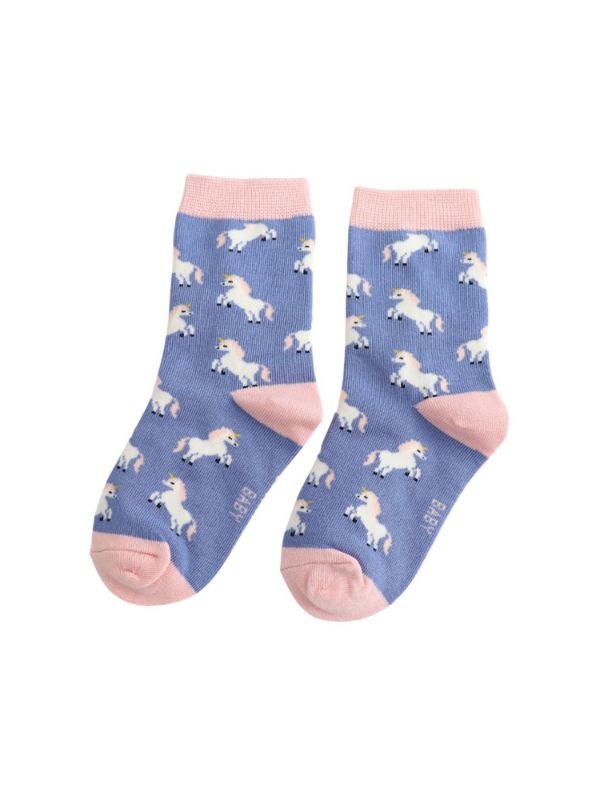  Sparrow Baby Unicorns Denim Socks 4-6Y Best of British NBPT  Kids Socks Miss Sparrow London.