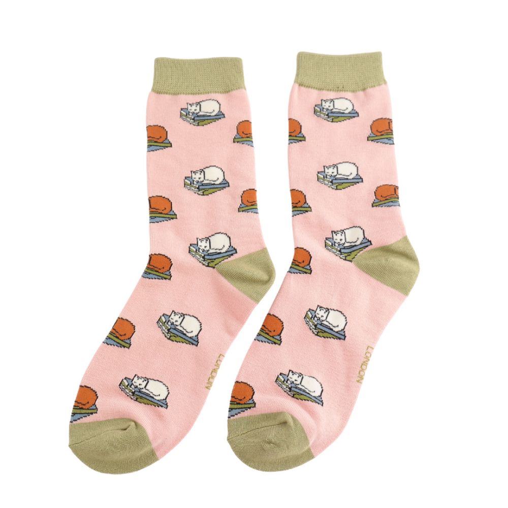 Cat Nap Socks Dusky Pink product image with Cat