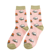 Cat Nap Socks Dusky Pink product image with Cat