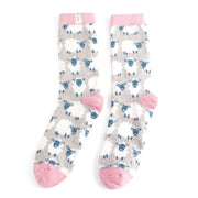 Fluffy Happy Sheep Grey Socks product image with Sheep