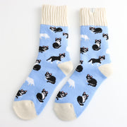 Winter Black & White Cats Powder Blue Socks product image