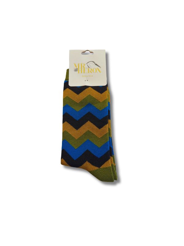  Miss Sparrow Zig Zag Socks Olive Socks Best of British NBPT  Socks Miss Sparrow London.