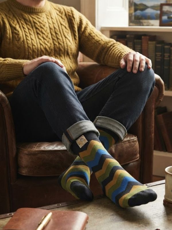 Miss Sparrow Zig Zag Socks Olive Socks