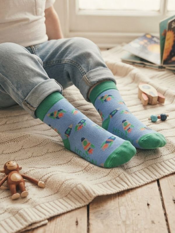 Boys Rockets Sky Blue Socks 2-3Y