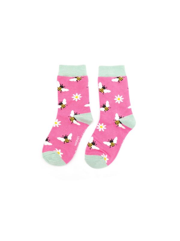  Girls Bees & Daisies Hot Pink 2-3Y Best of British NBPT  Kids Socks Miss Sparrow London.