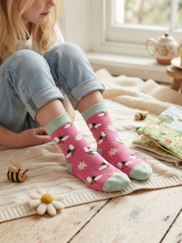 Girls Bees & Daisies Hot Pink 4-6Y