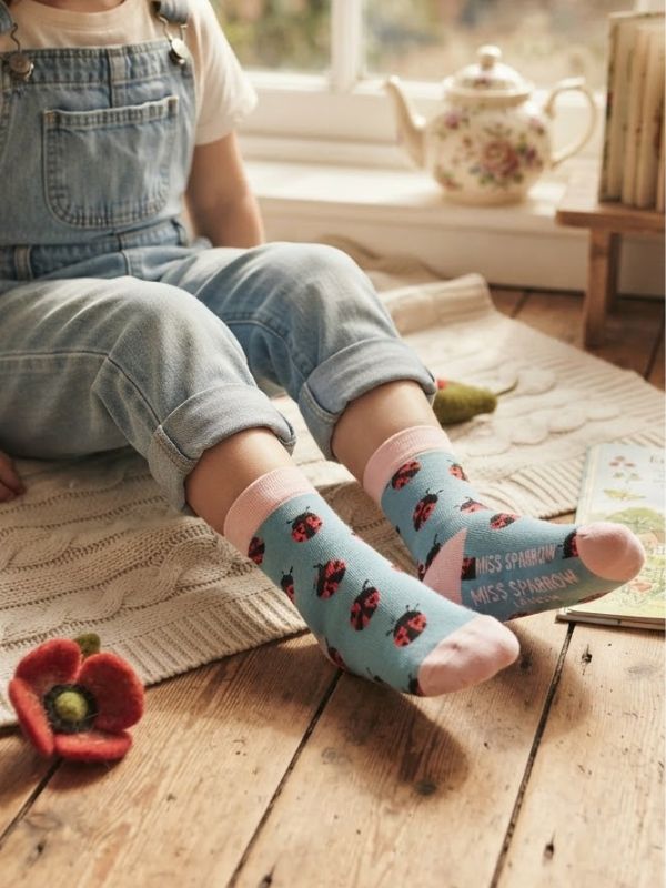 Girls Ladybirds Duck Egg 4-6Y