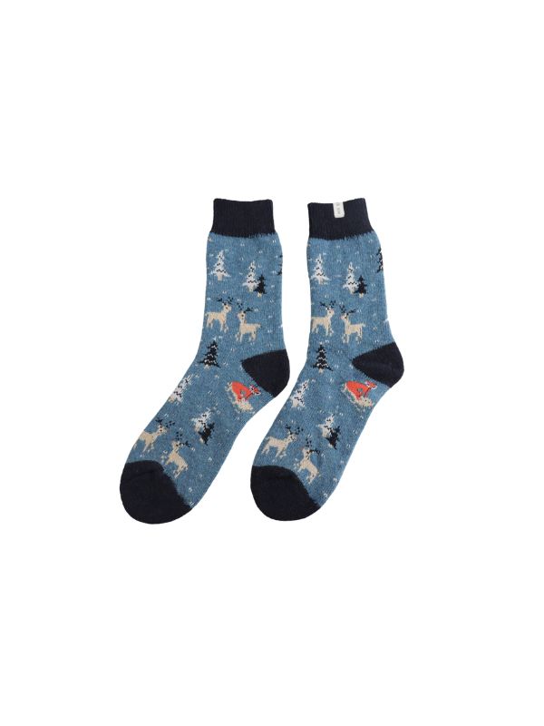  Mr Sparrow Wool Festive Foxes Denim Socks Best of British NBPT  Socks Miss Sparrow London.