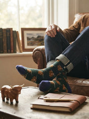 Mr Sparrow Wool Highland Herd Green Scoks