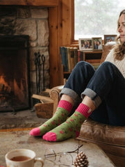 Winter Reindeer Green Socks