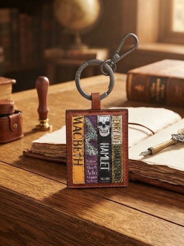 New Disguise Brown Shakespeare Bookworm Leather Keyring