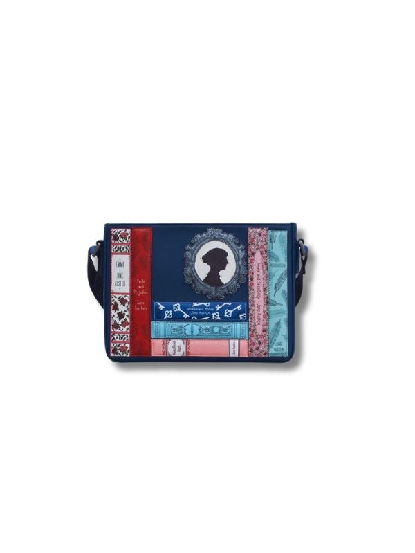  New Disguise Jane Austen Bookworm Cross Body Bag Navy Best of British NBPT  Handbags & Purses New Disguise.
