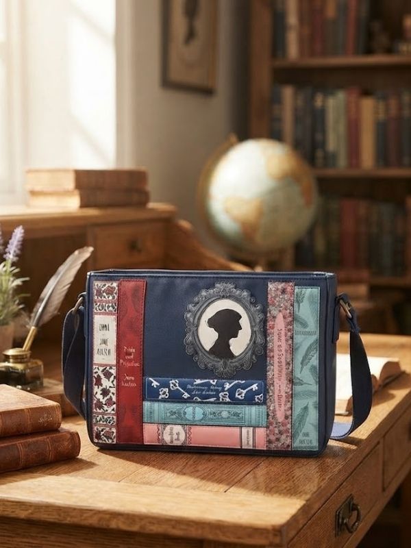 New Disguise Jane Austen Bookworm Cross Body Bag Navy
