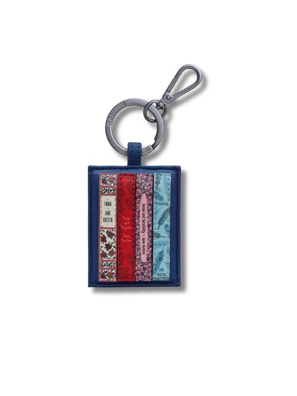  New Disguise Jane Austen Bookworm Navy Leather Keyring Best of British NBPT  Keyrings New Disguise.